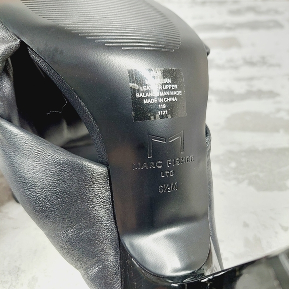 New Marc Fisher LTD Dellian Black Leather Heeled Sandals A212 - Picture 11 of 12